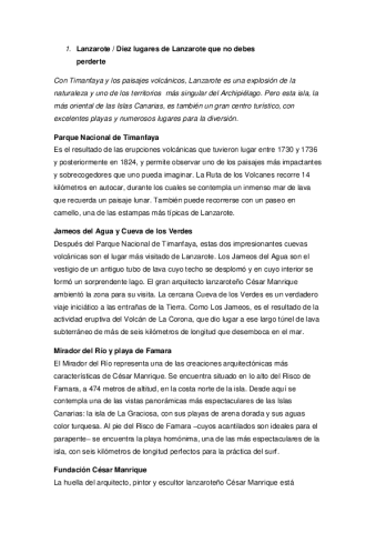 Lanzarote-Diez lugares indispensables