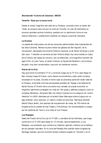 Tenerife-Ruta costa Norte
