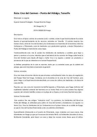 Ruta: Cruz del Carmen – Punta del Hidalgo -es