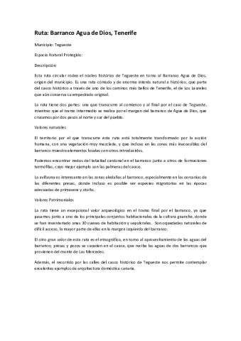 Ruta: Tegueste  Barranco Agua de Dios
