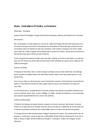 Ruta:  Contadero-El Cedro 