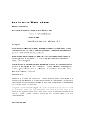 Ruta: Fortaleza de Chipude