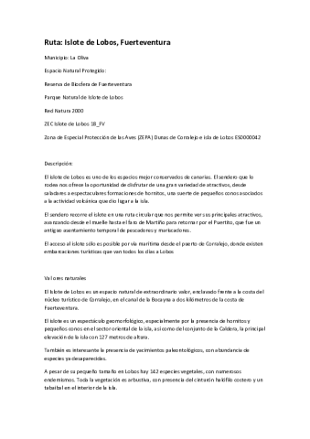 Ruta:  Islote de Lobos