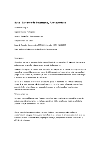 Ruta: Barranco de Pecenescal 