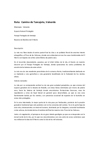 Ruta: Camino Tancajote