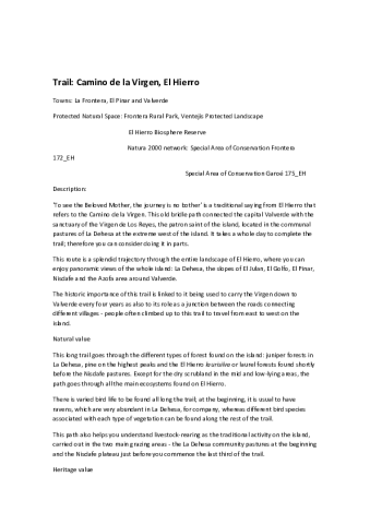 Trail: Camino de la Virgen
