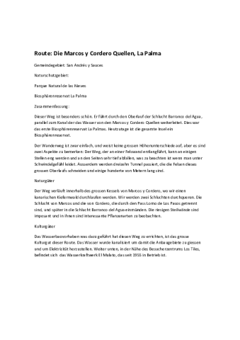 Route: Die Marcos y Cordero Quellen 