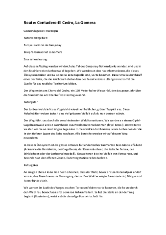 Route: Contadero-El Cedro