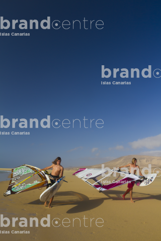 Windsurfing at Playa La Barca, Jandía Natural Park Windsurfing at Playa La Barca, Jandía Natural Park