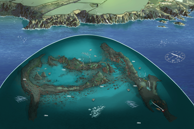 Mapa submarino Arcos del Charco Verde Mapa submarino Arcos del Charco Verde